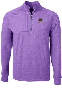 Cutter and Buck East Carolina Pirates Mens Purple Adapt Eco Knit Long Sleeve 1/4 Zip Pullover