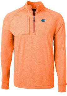 Cutter and Buck Florida Gators Mens Orange Adapt Eco Knit Long Sleeve 1/4 Zip Pullover