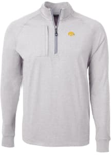 Cutter and Buck Iowa Hawkeyes Mens Grey Adapt Eco Knit Long Sleeve 1/4 Zip Pullover