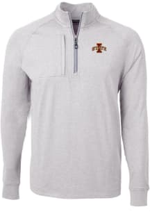 Cutter and Buck Iowa State Cyclones Mens Grey Adapt Eco Knit Long Sleeve 1/4 Zip Pullover