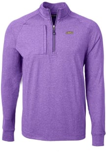 Cutter and Buck James Madison Dukes Mens Purple Adapt Eco Knit Long Sleeve 1/4 Zip Pullover