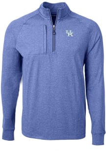 Cutter and Buck Kentucky Wildcats Mens Blue Adapt Eco Knit Long Sleeve 1/4 Zip Pullover
