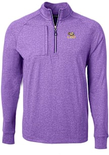 Cutter and Buck LSU Tigers Mens Purple Adapt Eco Knit Long Sleeve Qtr Zip Pullover