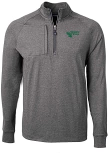 Cutter and Buck North Texas Mean Green Mens Black Adapt Eco Knit Long Sleeve 1/4 Zip Pullover