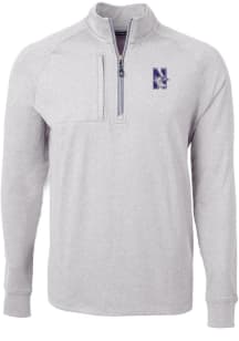 Cutter and Buck Northwestern Wildcats Mens Grey Adapt Eco Knit Long Sleeve 1/4 Zip Pullover