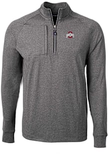 Cutter and Buck Ohio State Buckeyes Mens Black Adapt Eco Knit Long Sleeve Qtr Zip Pullover