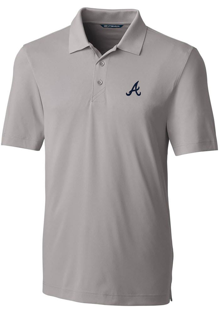 Cutter and Buck Atlanta Braves Mens Grey Forge Stretch Short Sleeve Polo
