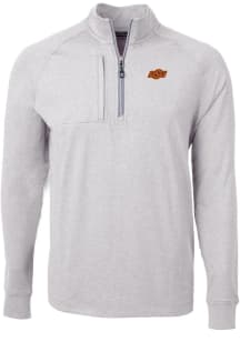 Cutter and Buck Oklahoma State Cowboys Mens Grey Adapt Eco Knit Long Sleeve 1/4 Zip Pullover