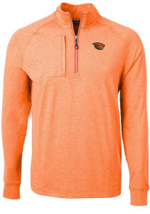 Cutter and Buck Oregon State Beavers Mens Orange Adapt Eco Knit Long Sleeve 1/4 Zip Pullover