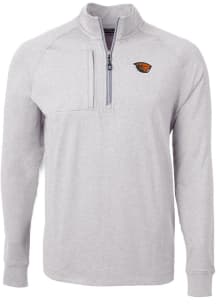 Cutter and Buck Oregon State Beavers Mens Grey Adapt Eco Knit Long Sleeve 1/4 Zip Pullover