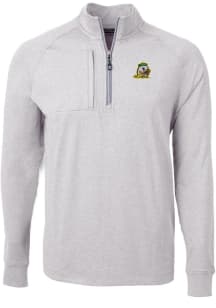 Cutter and Buck Oregon Ducks Mens Grey Adapt Eco Knit Long Sleeve 1/4 Zip Pullover