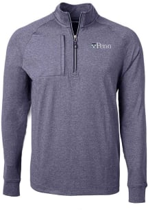Cutter and Buck Pennsylvania Quakers Mens Navy Blue Adapt Eco Knit Long Sleeve 1/4 Zip Pullover