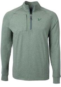 Cutter and Buck South Florida Bulls Mens Green Adapt Eco Knit Long Sleeve 1/4 Zip Pullover