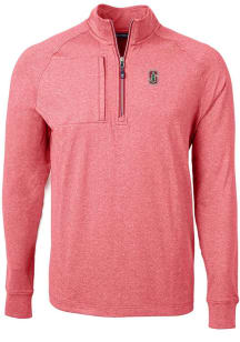 Cutter and Buck Stanford Cardinal Mens Red Adapt Eco Knit Long Sleeve Qtr Zip Pullover