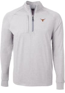 Cutter and Buck Texas Longhorns Mens Grey Adapt Eco Knit Long Sleeve 1/4 Zip Pullover
