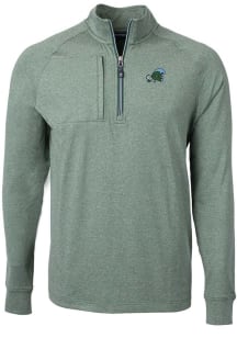 Cutter and Buck Tulane Green Wave Mens Green Adapt Eco Knit Long Sleeve 1/4 Zip Pullover