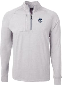 Cutter and Buck UConn Huskies Mens Grey Adapt Eco Knit Long Sleeve 1/4 Zip Pullover