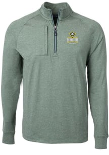 Cutter and Buck UNCW Seahawks Mens Green Adapt Eco Knit Long Sleeve 1/4 Zip Pullover