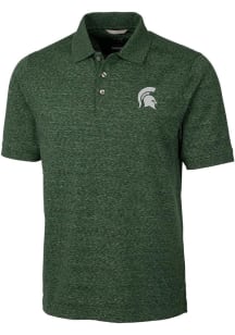 Mens Michigan State Spartans Green Cutter and Buck Advantage Space Dye Short Sleeve Polo Shirt