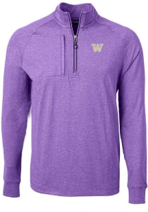 Cutter and Buck Washington Huskies Mens Purple Adapt Eco Knit Long Sleeve 1/4 Zip Pullover