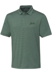 Mens Michigan State Spartans Green Cutter and Buck Forge Pencil Stripe Short Sleeve Polo Shirt