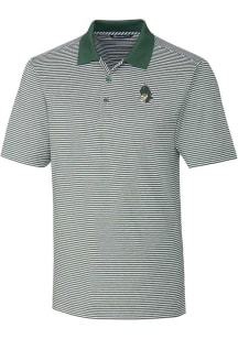 Mens Michigan State Spartans Green Cutter and Buck Forge Tonal Stripe Short Sleeve Polo Shirt