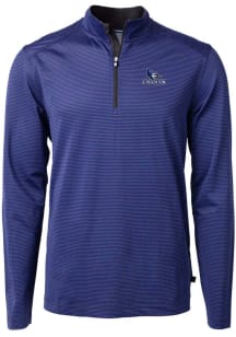 Cutter and Buck Creighton Bluejays Mens Blue Virtue Eco Pique Micro Stripe Long Sleeve 1/4 Zip P..