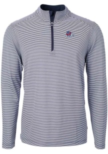 Cutter and Buck Fresno State Bulldogs Mens Navy Blue Virtue Eco Pique Micro Stripe Long Sleeve 1..