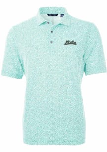 Cutter and Buck Michigan State Spartans Mens Green Virtue Botanical Short Sleeve Polo