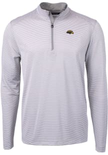 Cutter and Buck Southern Mississippi Golden Eagles Mens Grey Virtue Eco Pique Micro Stripe Long ..