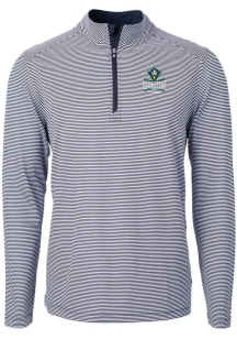 Cutter and Buck UNCW Seahawks Mens Navy Blue Virtue Eco Pique Micro Stripe Long Sleeve 1/4 Zip P..