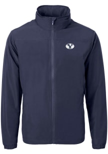 Cutter and Buck BYU Cougars Mens Navy Blue Charter Eco Light Weight Jacket