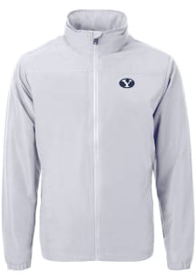Cutter and Buck BYU Cougars Mens Grey Charter Eco Light Weight Jacket