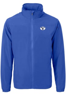Cutter and Buck BYU Cougars Mens Blue Charter Eco Light Weight Jacket