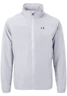 Cutter and Buck Miami Hurricanes Mens Grey Charter Eco Light Weight Jacket