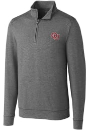 Cutter and Buck Oklahoma Sooners Mens Charcoal Shoreline Long Sleeve 1/4 Zip Pullover