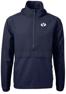 Cutter and Buck BYU Cougars Mens Navy Blue Charter Eco Pullover Jackets