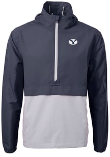 Cutter and Buck BYU Cougars Mens Navy Blue Charter Eco Pullover Jackets