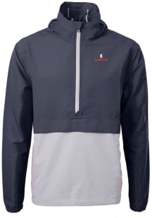 Mens Illinois Fighting Illini Navy Blue Cutter and Buck Charter Eco Pullover Jackets