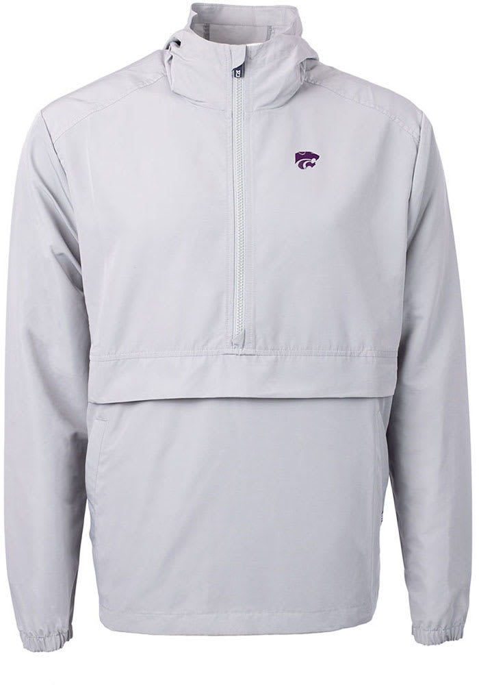 Cutter and Buck K-State Wildcats Mens Grey Charter Eco Pullover Jackets