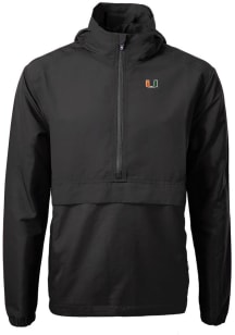 Cutter and Buck Miami Hurricanes Mens Black Charter Eco Pullover Jackets