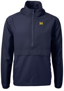 Cutter and Buck Michigan Wolverines Mens Navy Blue Charter Eco Pullover Jackets