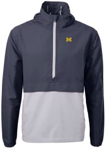 Mens Michigan Wolverines Navy Blue Cutter and Buck Charter Eco Pullover Jackets
