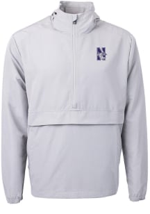 Mens Northwestern Wildcats Grey Cutter and Buck Charter Eco Pullover Jackets