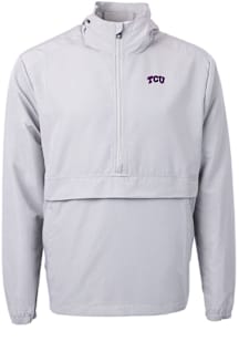 Cutter and Buck TCU Horned Frogs Mens Grey Charter Eco Pullover Jackets