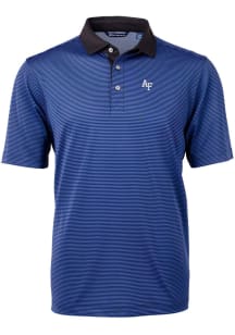 Cutter and Buck Air Force Falcons Mens Blue Virtue Eco Pique Micro Stripe Short Sleeve Polo