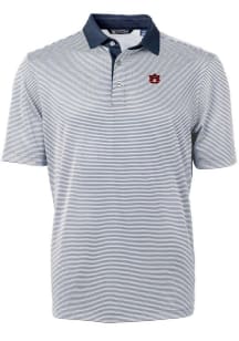 Cutter and Buck Auburn Tigers Mens Navy Blue Virtue Eco Pique Micro Stripe Short Sleeve Polo