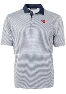Cutter and Buck Dayton Flyers Mens Navy Blue Virtue Eco Pique Micro Stripe Short Sleeve Polo