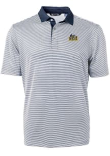 Cutter and Buck Drexel Dragons Mens Navy Blue Virtue Eco Pique Micro Stripe Short Sleeve Polo
