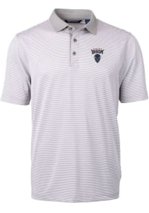 Cutter and Buck Howard Bison Mens Grey Virtue Eco Pique Micro Stripe Short Sleeve Polo